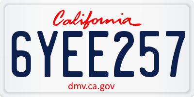 CA license plate 6YEE257