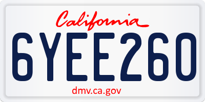 CA license plate 6YEE260