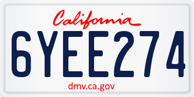 CA license plate 6YEE274