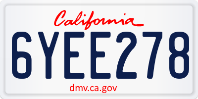 CA license plate 6YEE278