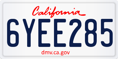 CA license plate 6YEE285