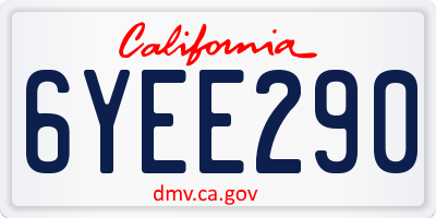 CA license plate 6YEE290
