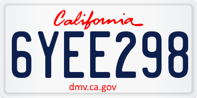 CA license plate 6YEE298