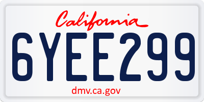 CA license plate 6YEE299