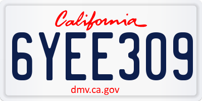CA license plate 6YEE309