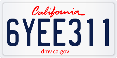 CA license plate 6YEE311
