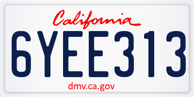 CA license plate 6YEE313