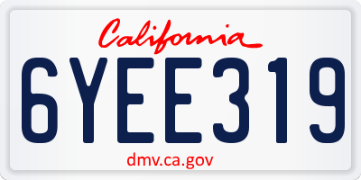 CA license plate 6YEE319