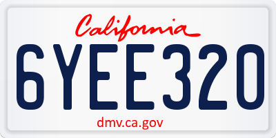 CA license plate 6YEE320
