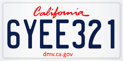 CA license plate 6YEE321