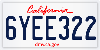 CA license plate 6YEE322