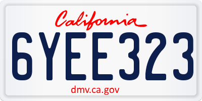 CA license plate 6YEE323