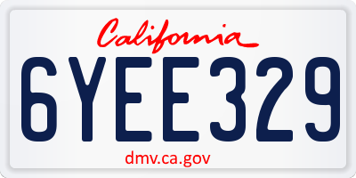 CA license plate 6YEE329