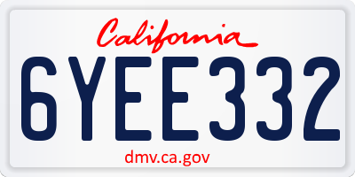 CA license plate 6YEE332