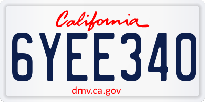 CA license plate 6YEE340