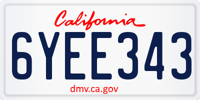 CA license plate 6YEE343