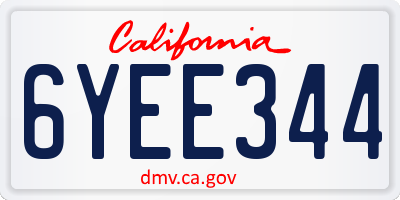 CA license plate 6YEE344