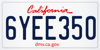 CA license plate 6YEE350