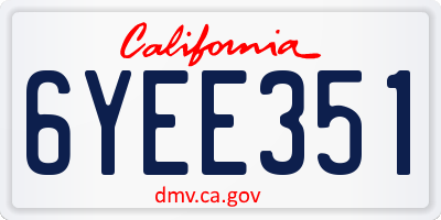 CA license plate 6YEE351