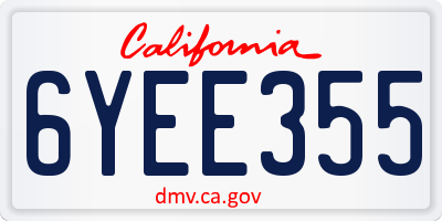 CA license plate 6YEE355
