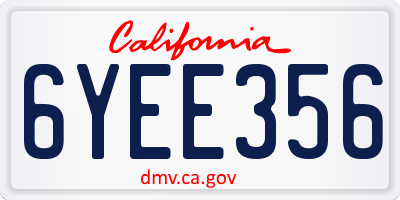 CA license plate 6YEE356