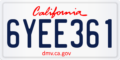 CA license plate 6YEE361