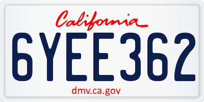 CA license plate 6YEE362