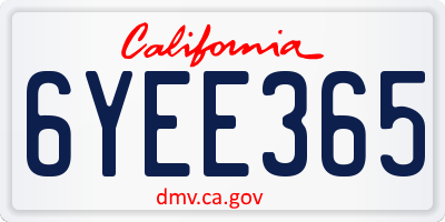 CA license plate 6YEE365