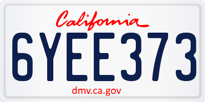 CA license plate 6YEE373