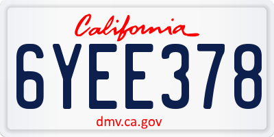 CA license plate 6YEE378