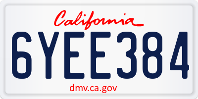 CA license plate 6YEE384
