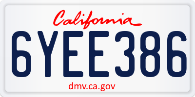 CA license plate 6YEE386