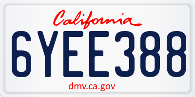 CA license plate 6YEE388