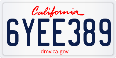 CA license plate 6YEE389