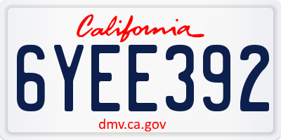 CA license plate 6YEE392
