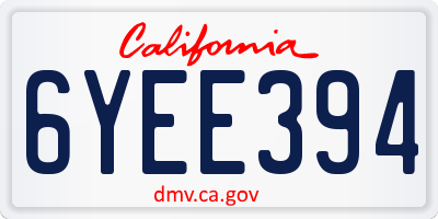 CA license plate 6YEE394