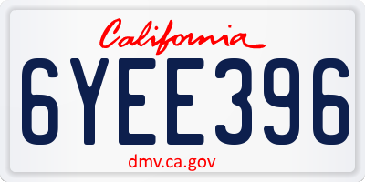 CA license plate 6YEE396