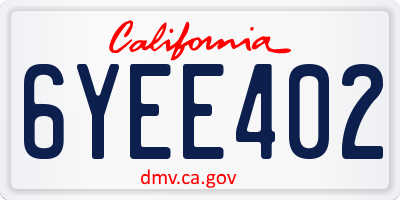 CA license plate 6YEE402