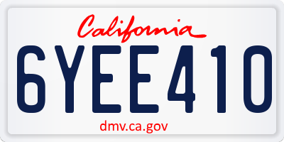 CA license plate 6YEE410