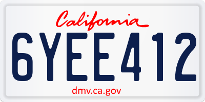 CA license plate 6YEE412