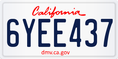 CA license plate 6YEE437