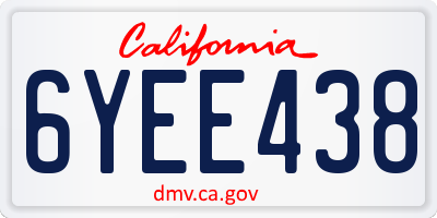 CA license plate 6YEE438