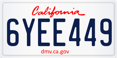 CA license plate 6YEE449