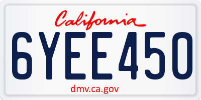 CA license plate 6YEE450