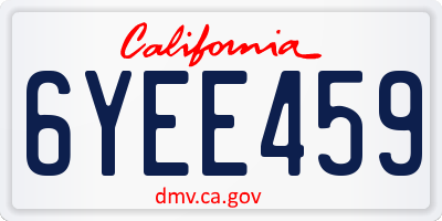 CA license plate 6YEE459