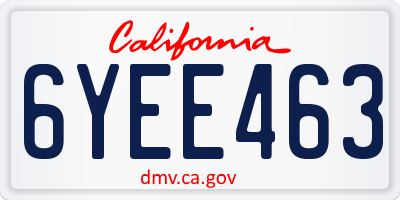 CA license plate 6YEE463