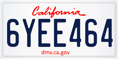 CA license plate 6YEE464