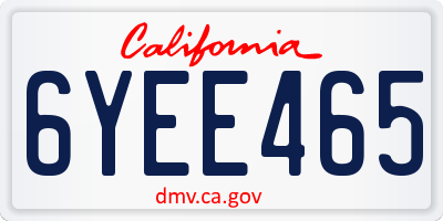 CA license plate 6YEE465