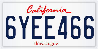 CA license plate 6YEE466
