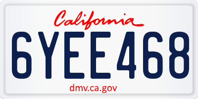 CA license plate 6YEE468